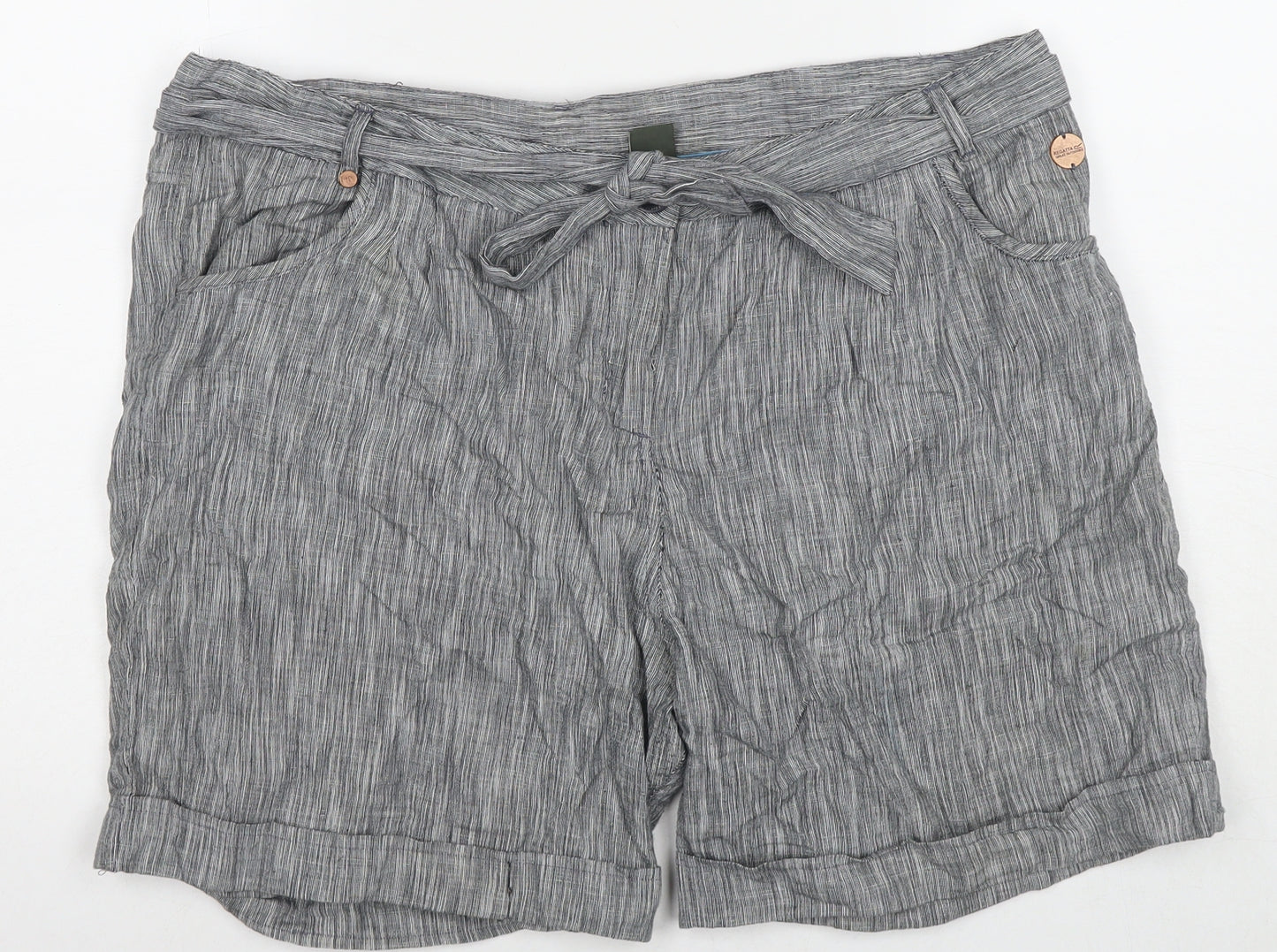 Regatta Womens Grey Cotton Bermuda Shorts Size 18 L5 in Regular Zip