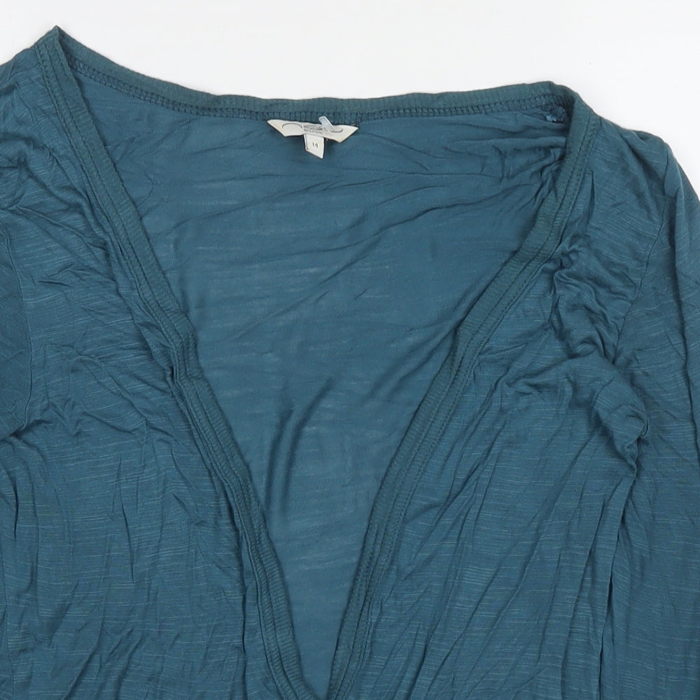 New Look Womens Blue Viscose Kimono T-Shirt Size 14 V-Neck