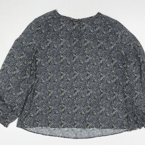 NEXT Womens Grey Floral Polyester Basic Blouse Size 18 Round Neck