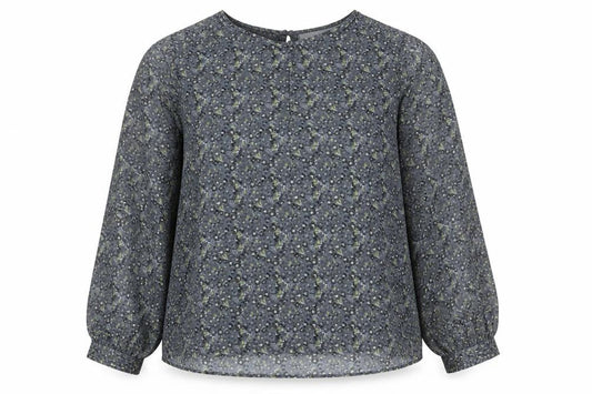 Front view of Next women’s grey floral polyester basic blouse, size UK 18, round neck