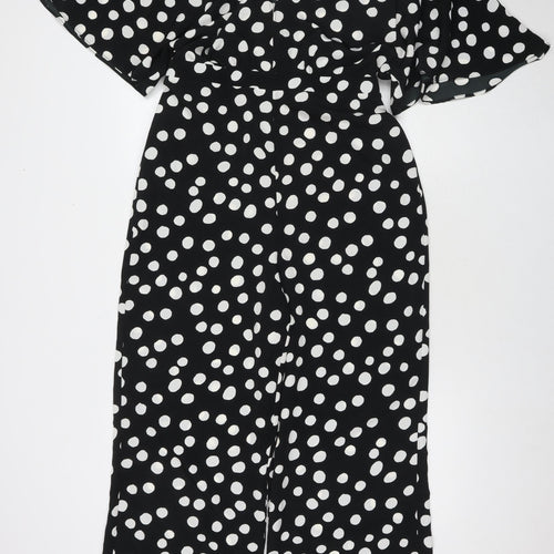 George Womens Black Polka Dot Polyester Jumpsuit One-Piece Size 10 L27 in Button