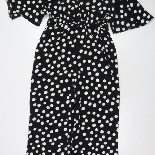 George Womens Black Polka Dot Polyester Jumpsuit One-Piece Size 10 L27 in Button