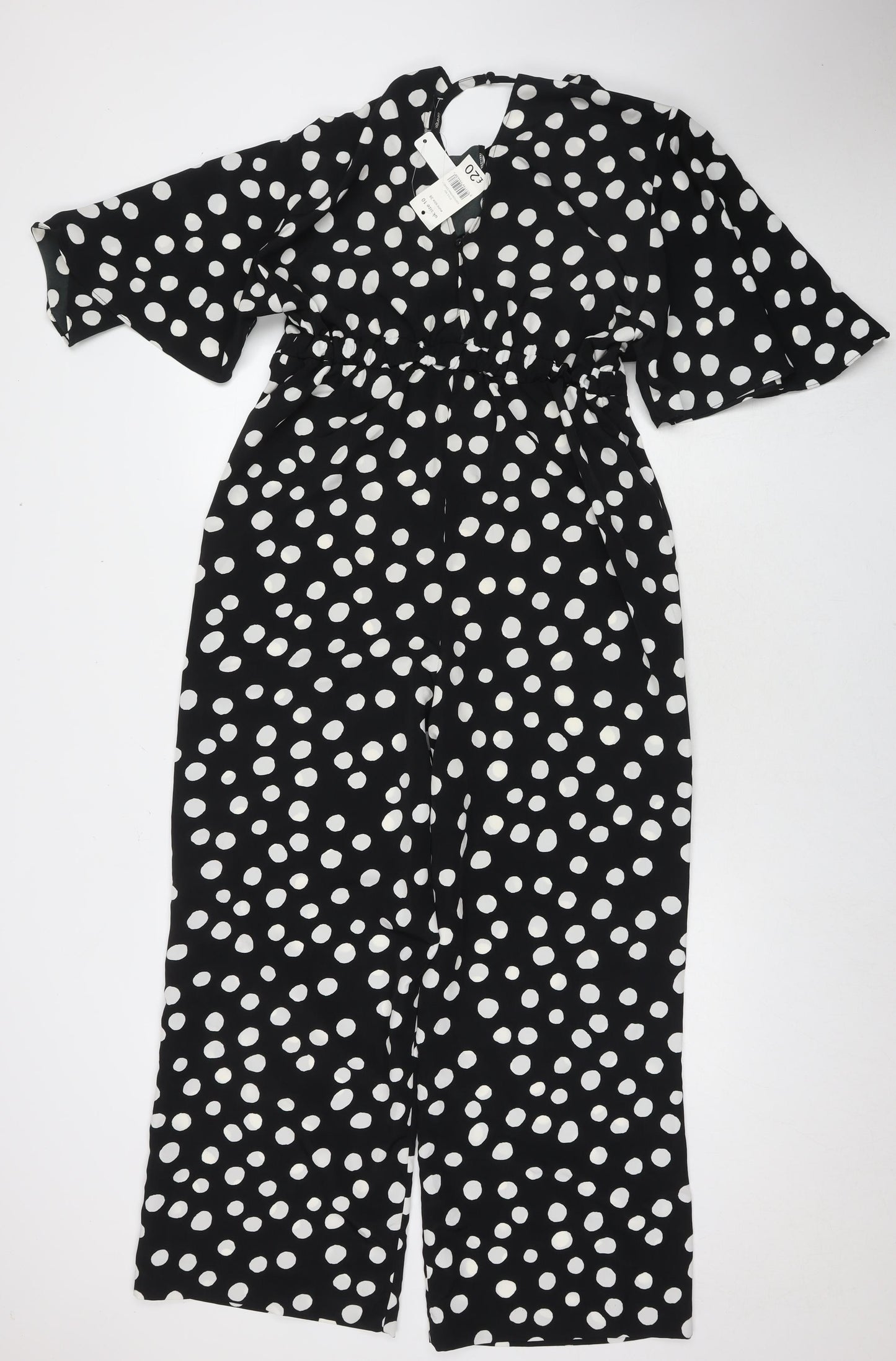 George Womens Black Polka Dot Polyester Jumpsuit One-Piece Size 10 L27 in Button