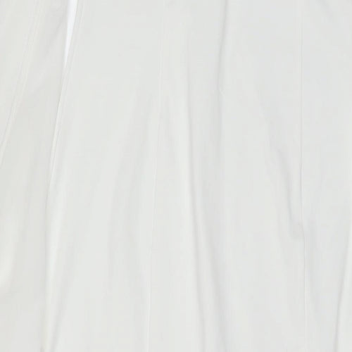 KON KON Womens White Polyester A-Line Size M Round Neck Button