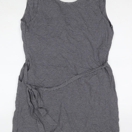 Gap Womens Black Striped Cotton A-Line Size L V-Neck Pullover