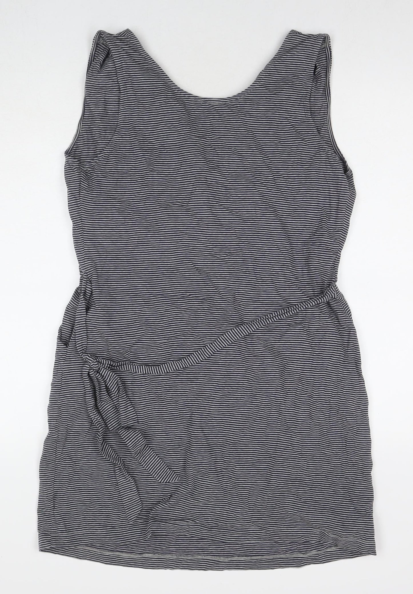 Gap Womens Black Striped Cotton A-Line Size L V-Neck Pullover
