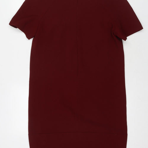 Marks and Spencer Womens Red Polyester A-Line Size 8 Round Neck Pullover