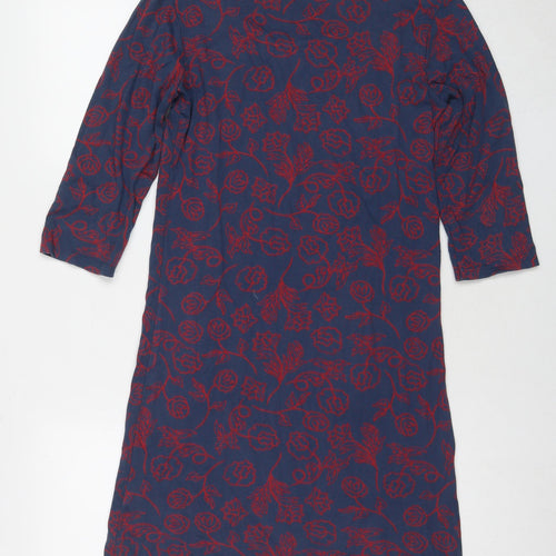 Wolf&York Womens Blue Floral Cotton A-Line Size M Round Neck Pullover