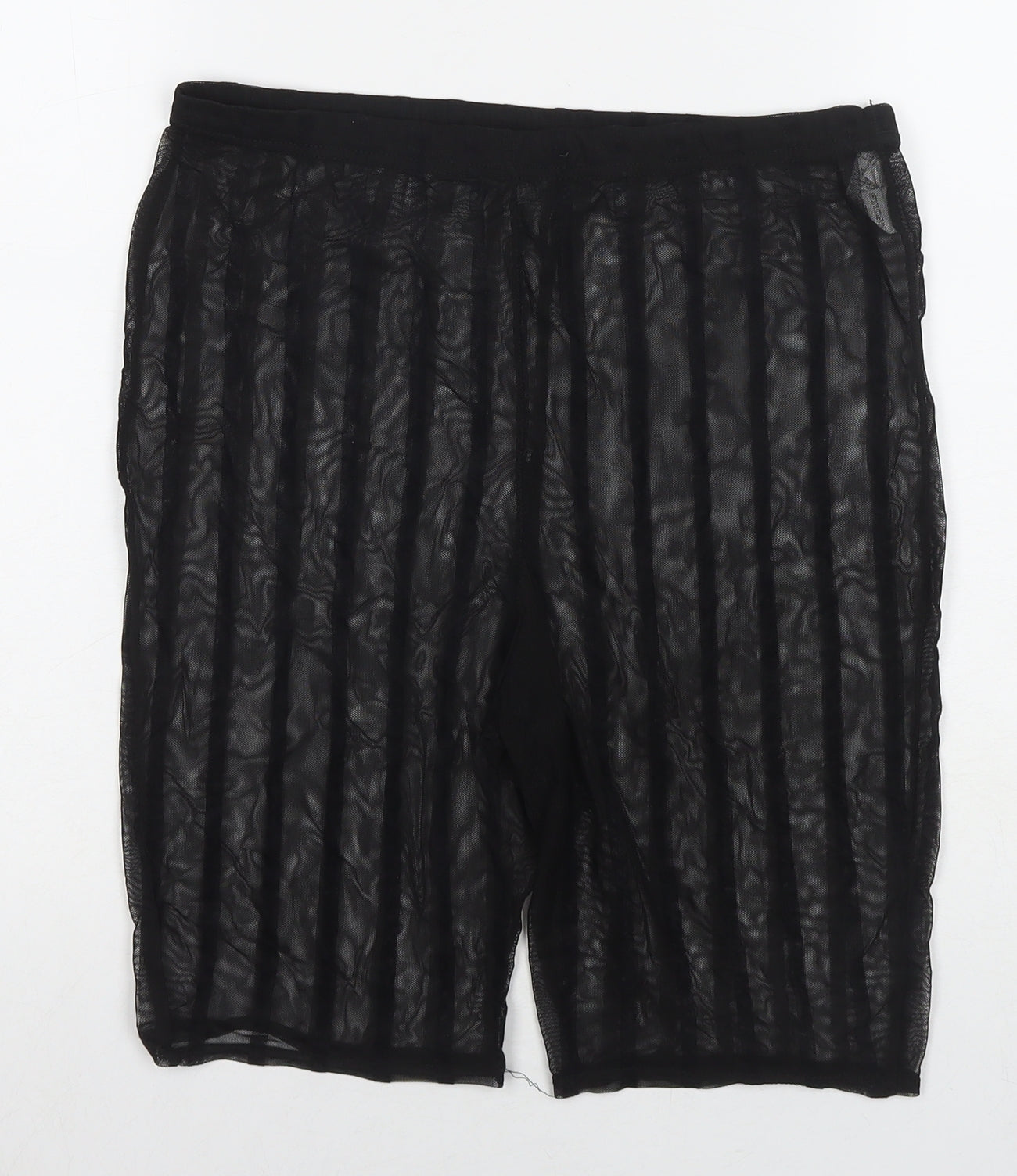 PRETTYLITTLETHING Womens Black Striped Polyester Skimmer Shorts Size 16 L10 in Regular Pull On