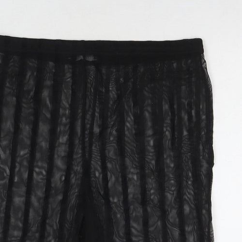 PRETTYLITTLETHING Womens Black Striped Polyester Skimmer Shorts Size 16 L10 in Regular Pull On