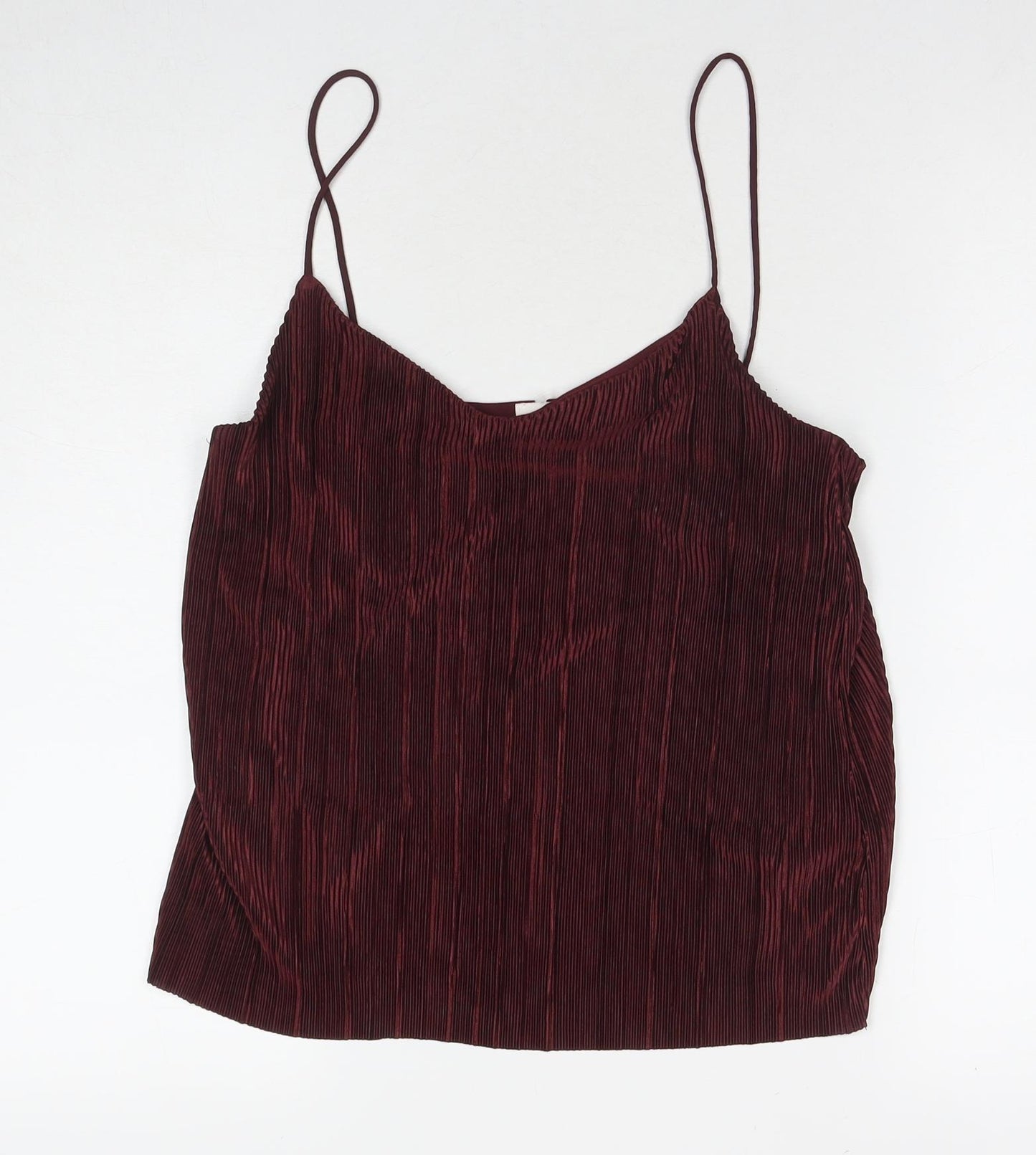 H&M Womens Red Polyester Basic Tank Size S V-Neck