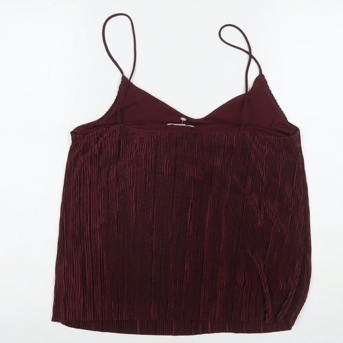 H&M Womens Red Polyester Basic Tank Size S V-Neck