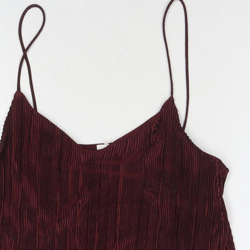 H&M Womens Red Polyester Basic Tank Size S V-Neck