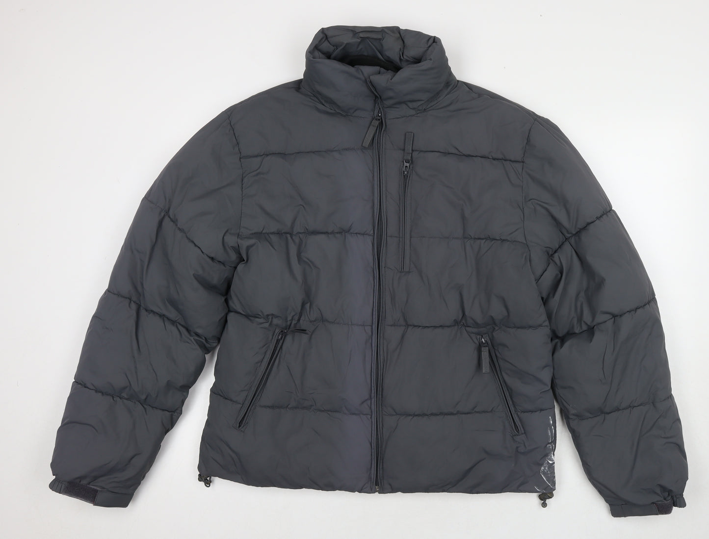 Easy Mens Grey Puffer Jacket Jacket Size L Zip