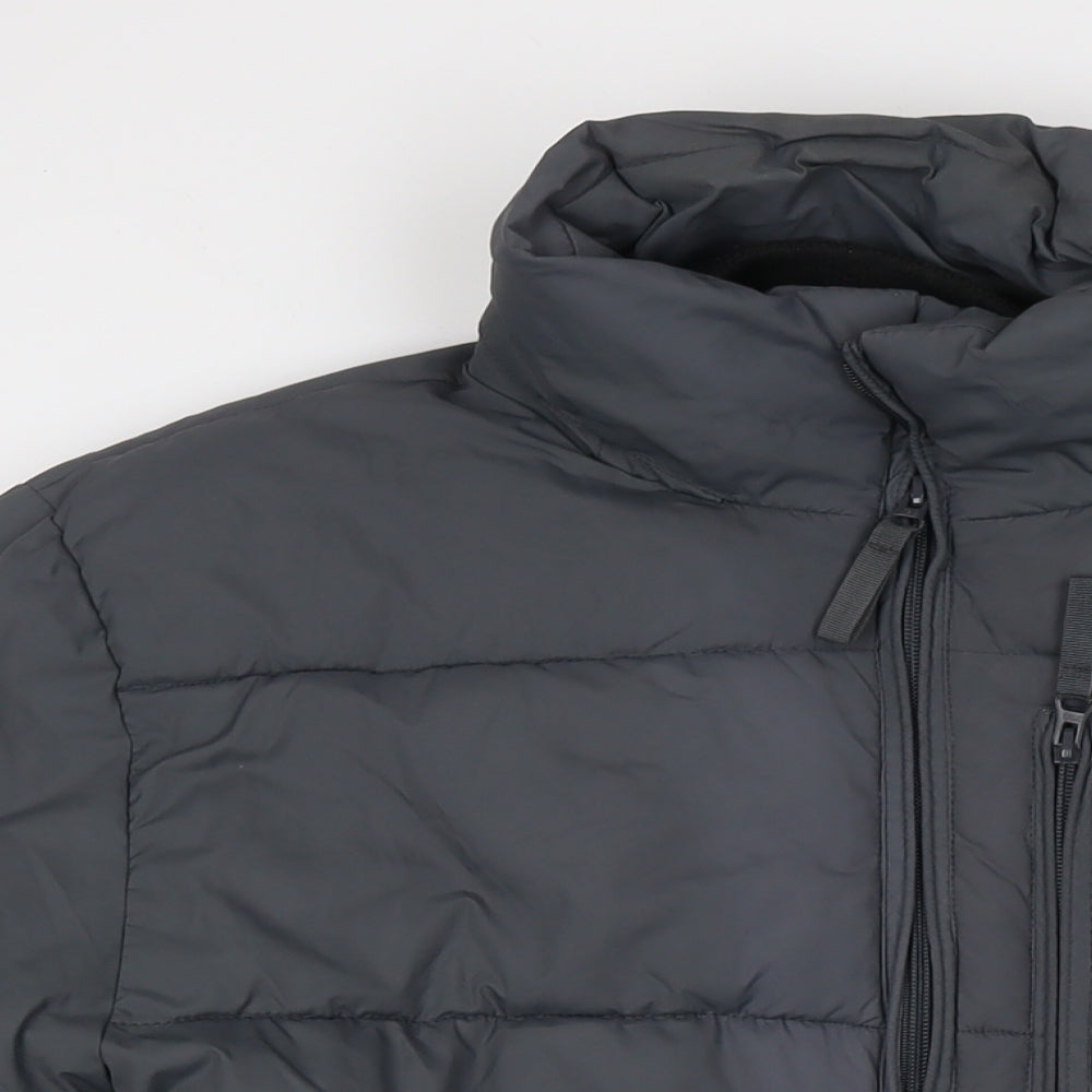 Easy Mens Grey Puffer Jacket Jacket Size L Zip