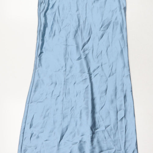 Zara Womens Blue Polyester Maxi Size XS Round Neck Zip