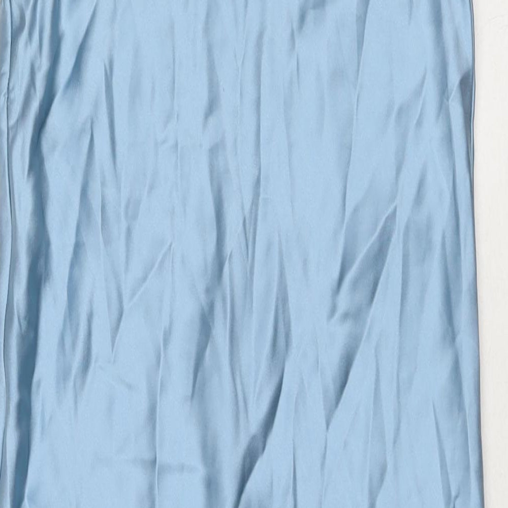 Zara Womens Blue Polyester Maxi Size XS Round Neck Zip