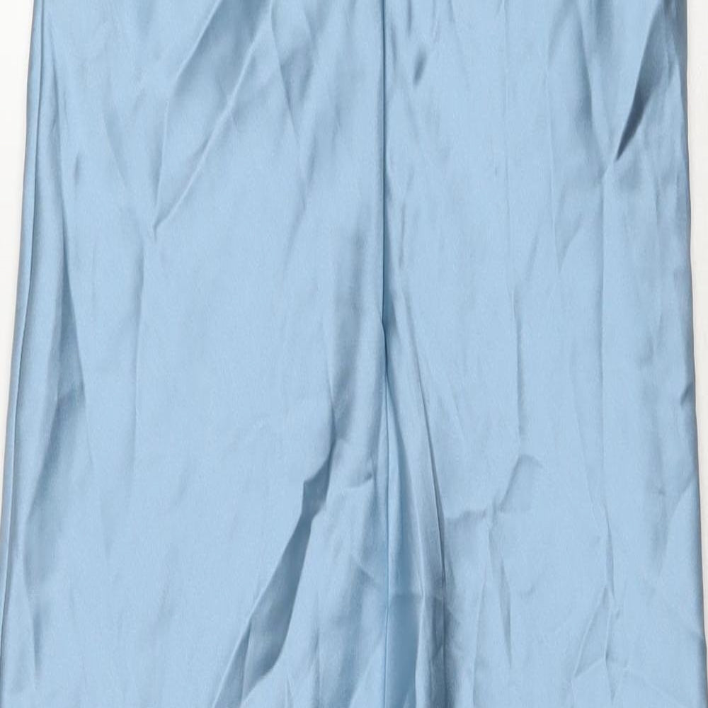 Zara Womens Blue Polyester Maxi Size XS Round Neck Zip