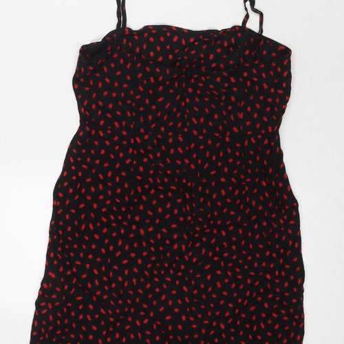 Motel Womens Black Geometric Viscose Tank Dress Size M Square Neck Zip