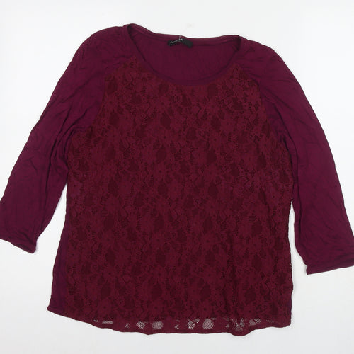 Marks and Spencer Womens Purple Viscose Basic Blouse Size 16 Round Neck