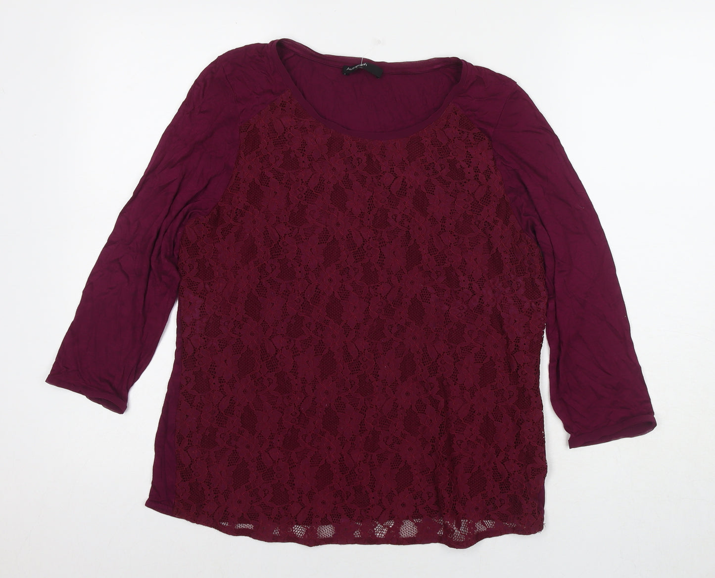 Marks and Spencer Womens Purple Viscose Basic Blouse Size 16 Round Neck