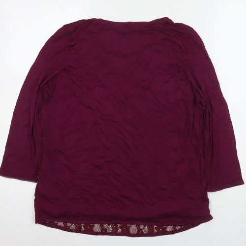 Marks and Spencer Womens Purple Viscose Basic Blouse Size 16 Round Neck