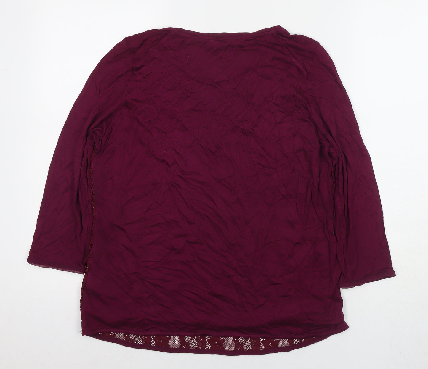 Marks and Spencer Womens Purple Viscose Basic Blouse Size 16 Round Neck
