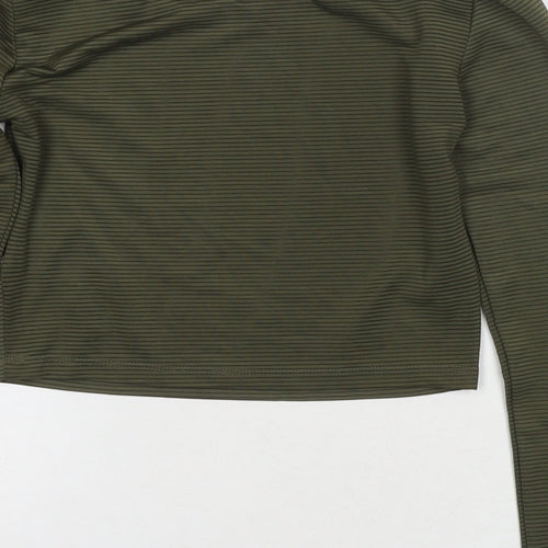 Divided by H&M Womens Green Polyester Cropped T-Shirt Size S Round Neck - Ribbed