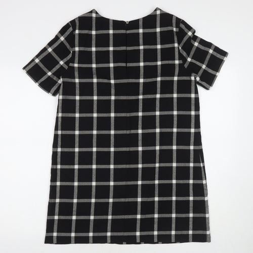 FOREVER 21 Womens Black Check Polyester A-Line Size M Round Neck Pullover