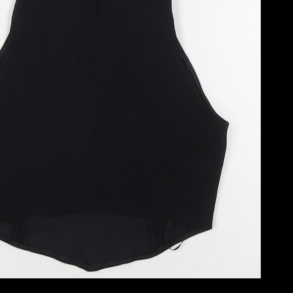 Zara Womens Black Polyester Cropped Tank Size XS Boat Neck