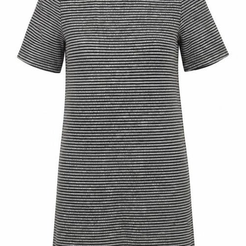 Divided by H&M Womens Grey Striped Cotton A-Line Size 10 Round Neck Zip