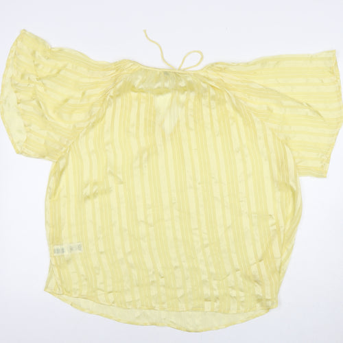 NEXT Womens Yellow Polyester Basic T-Shirt Size 10 V-Neck