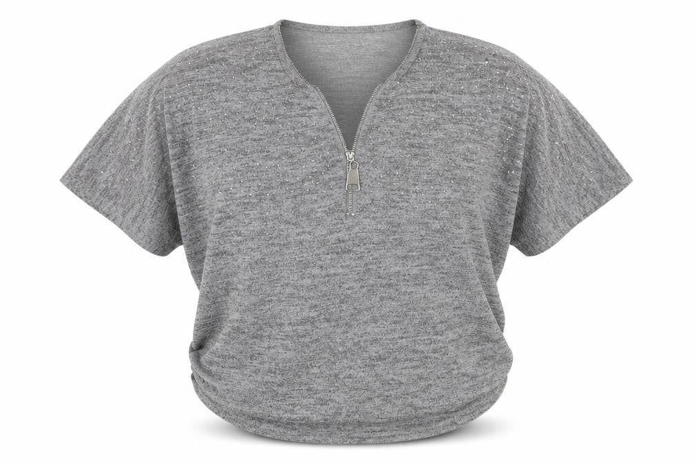Front view of Blue Vanilla women’s grey v-neck cotton jumper, size M, -, size M/l