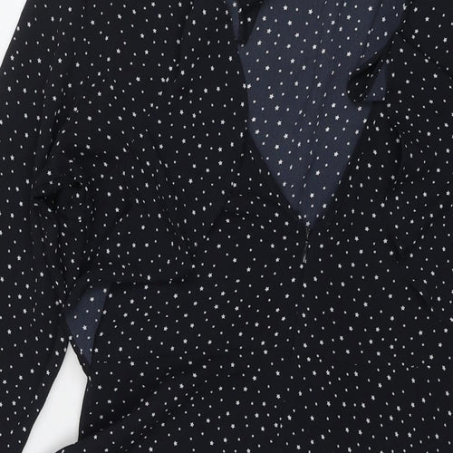 Topshop Womens Black Geometric Polyester Fit & Flare Size 12 Round Neck Pullover