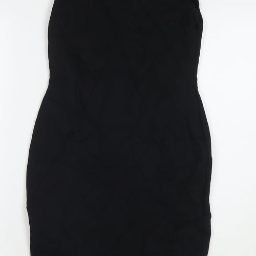 Marks and Spencer Womens Black Viscose A-Line Size 8 Round Neck Pullover