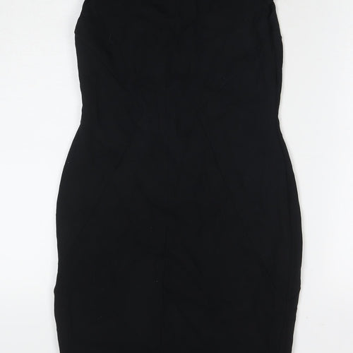 Marks and Spencer Womens Black Viscose A-Line Size 8 Round Neck Pullover