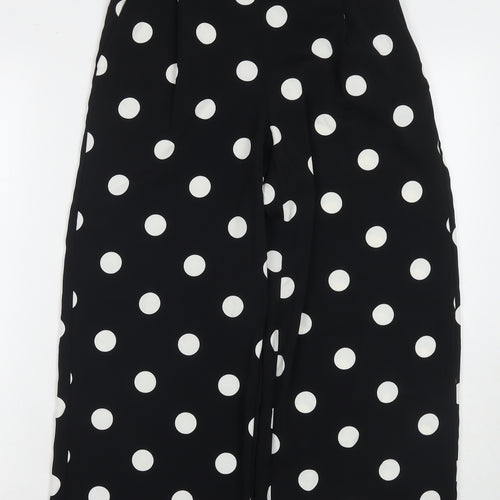 Zara Womens Black Polka Dot Polyester Trousers Size S L24 in Regular