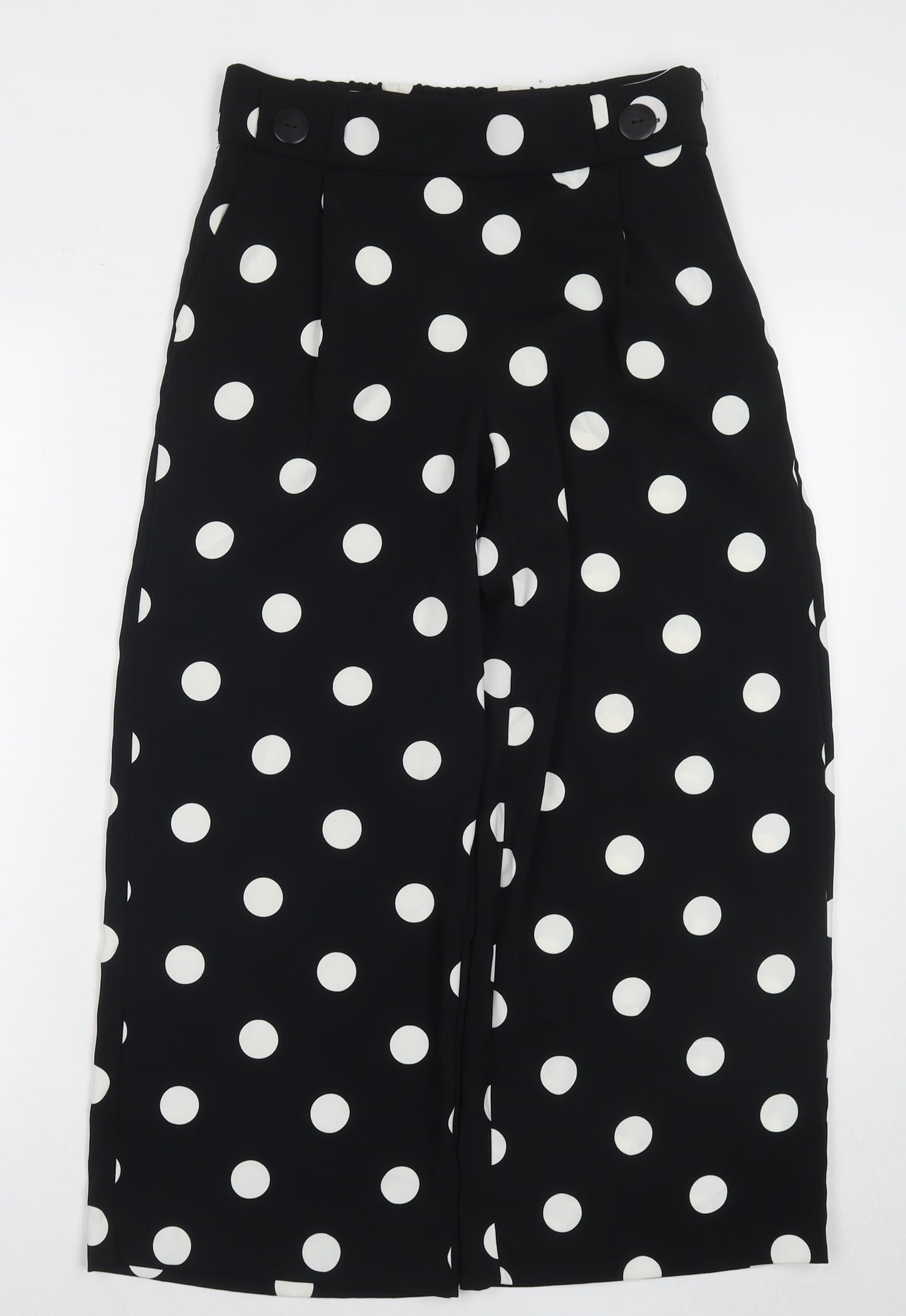 Zara Womens Black Polka Dot Polyester Trousers Size S L24 in Regular