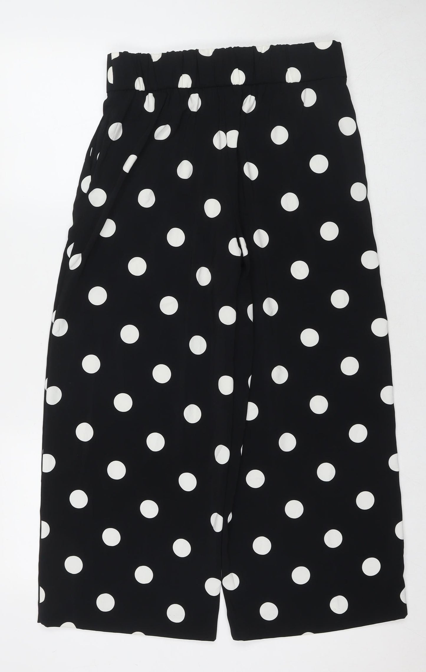 Zara Womens Black Polka Dot Polyester Trousers Size S L24 in Regular