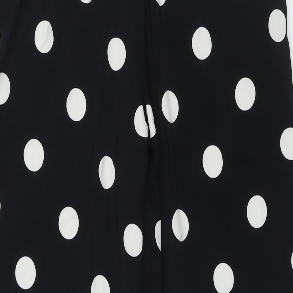 Zara Womens Black Polka Dot Polyester Trousers Size S L24 in Regular