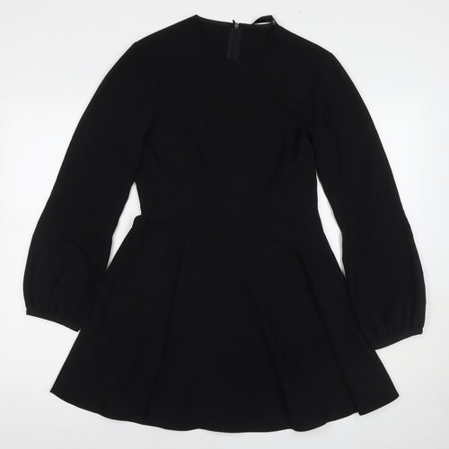 Zara Womens Black Polyester Fit & Flare Size S Round Neck Pullover