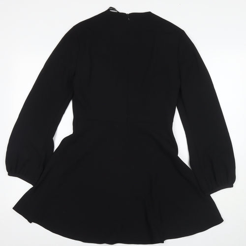 Zara Womens Black Polyester Fit & Flare Size S Round Neck Pullover