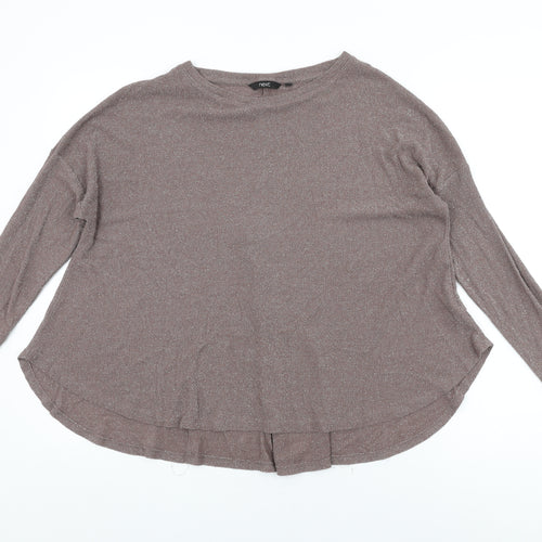 NEXT Womens Brown Viscose Basic T-Shirt Size 10 Round Neck