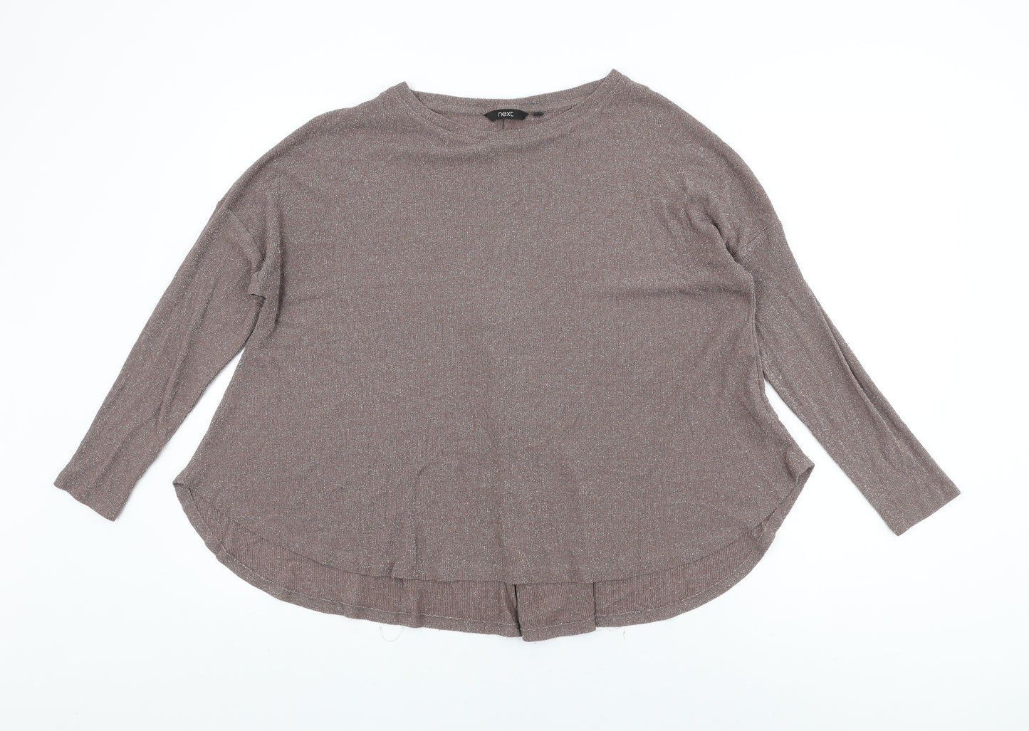 NEXT Womens Brown Viscose Basic T-Shirt Size 10 Round Neck