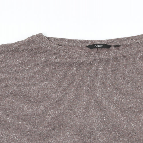 NEXT Womens Brown Viscose Basic T-Shirt Size 10 Round Neck
