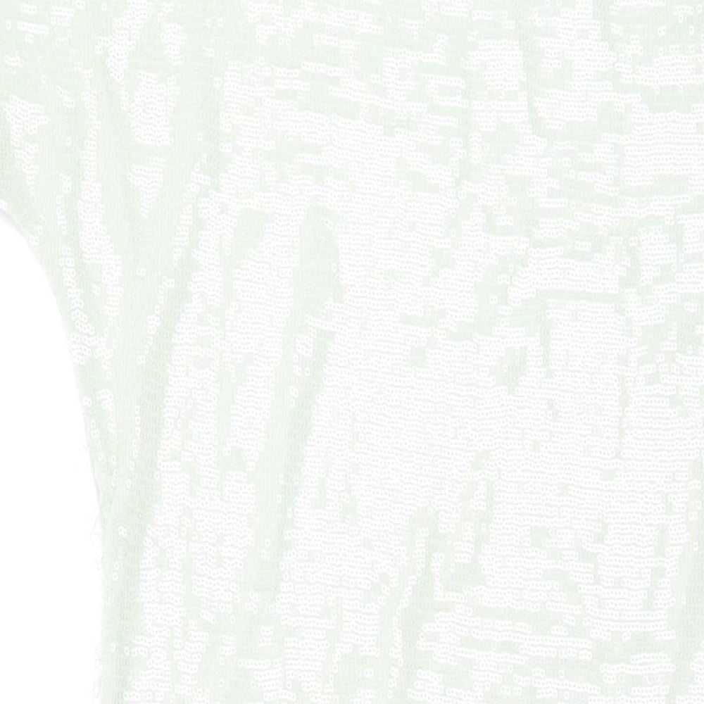 Zara Womens Green Polyester Shift Size S One Shoulder Pullover - Sequins