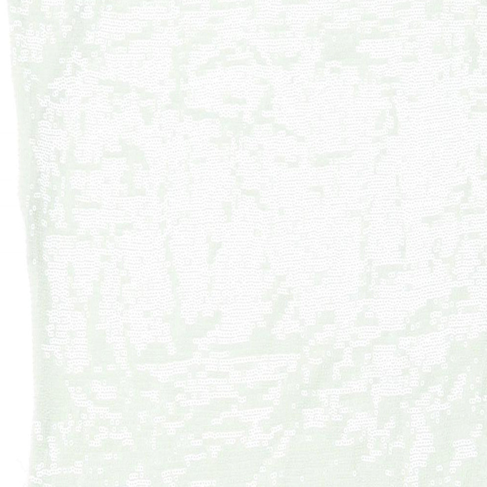 Zara Womens Green Polyester Shift Size S One Shoulder Pullover - Sequins