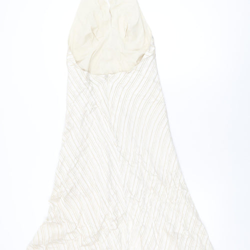 Topshop Womens Beige Striped Viscose A-Line Size 10 Halter Zip