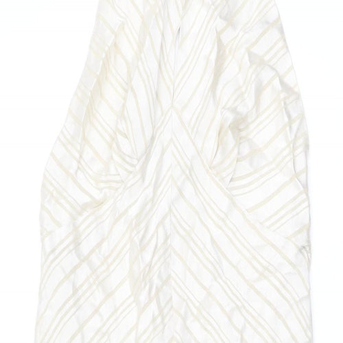 Topshop Womens Beige Striped Viscose A-Line Size 10 Halter Zip