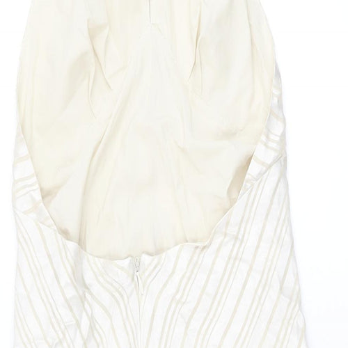 Topshop Womens Beige Striped Viscose A-Line Size 10 Halter Zip